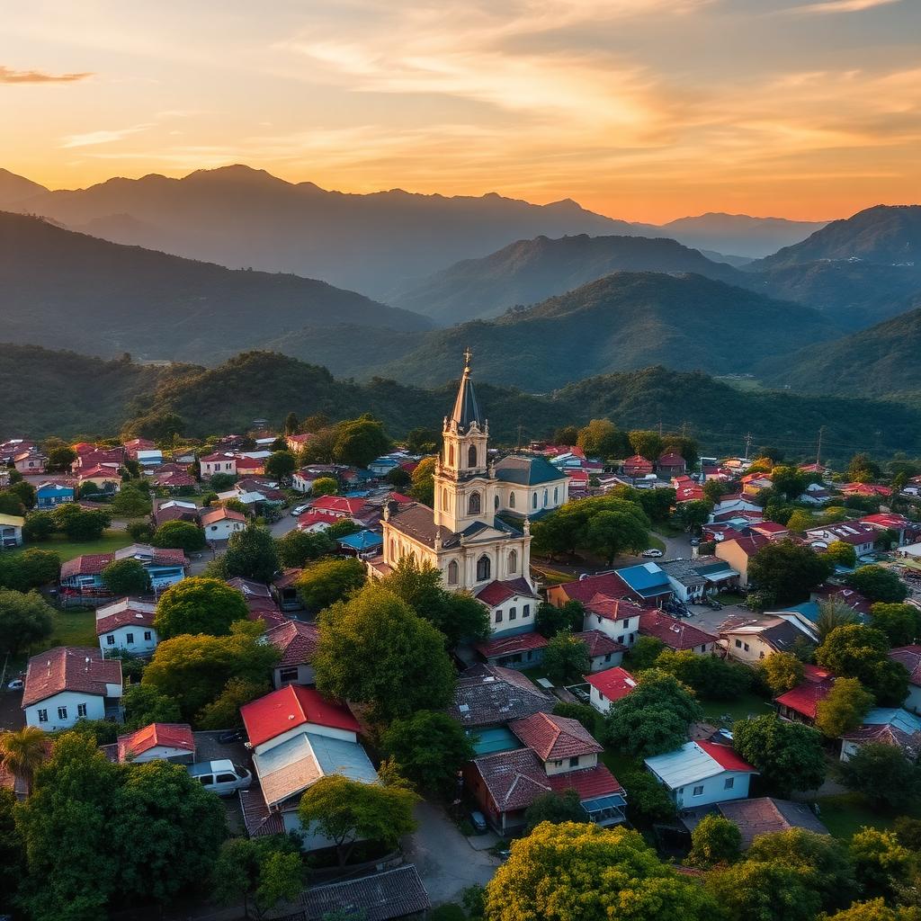 Vista panorâmica de Santa Rita do Sapucaí, Minas Gerais, ao entardecer
